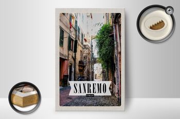 Panneau en bois voyage 12x18 cm Sanremo Italie vue architecture 2