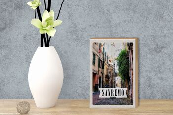 Panneau en bois voyage 12x18 cm Sanremo Italie vue architecture 3