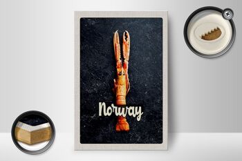 Panneau en bois voyage 12x18 cm Norvège plats de poisson vacances au crabe 2