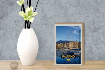 Panneau en bois voyage 12x18 cm décoration de bateaux de mer Palerme Italie 3