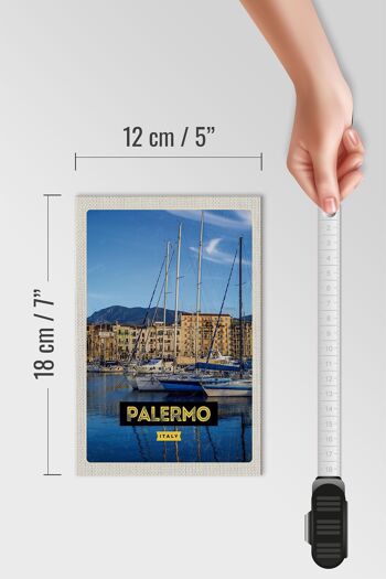 Panneau en bois voyage 12x18 cm décoration de bateaux de mer Palerme Italie 4