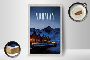 Panneau en bois voyage 12x18 cm Norvège hiver neige lieu de vacances 2
