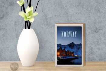 Panneau en bois voyage 12x18 cm Norvège hiver neige lieu de vacances 3