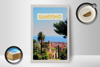 Panneau en bois voyage 12x18 cm Sanremo Italie voyage soleil été 2