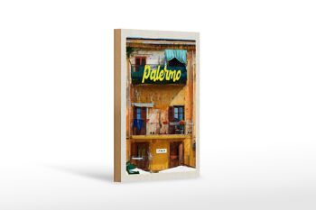 Panneau en bois voyage 12x18 cm Palerme Italie bâtiment lieu de vacances 1