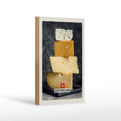Cartel de madera viaje 12x18 cm Suiza Berna queso tipo Emmentaler