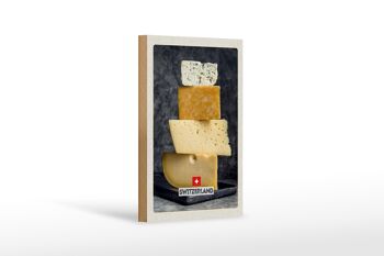 Panneau en bois voyage 12x18 cm Suisse Berne fromage type Emmentaler 1