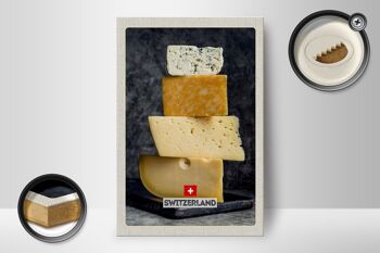 Panneau en bois voyage 12x18 cm Suisse Berne fromage type Emmentaler 2