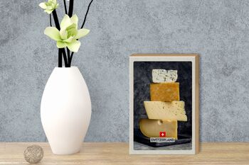 Panneau en bois voyage 12x18 cm Suisse Berne fromage type Emmentaler 3