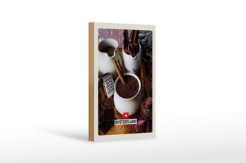 Panneau en bois voyage 12x18 cm Suisse dessert chocolat bâton de cannelle 1