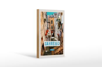 Panneau en bois voyage 12x18 cm Sanremo Italie bâtiment de la vieille ville 1