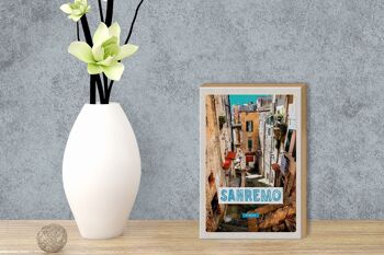 Panneau en bois voyage 12x18 cm Sanremo Italie bâtiment de la vieille ville 3