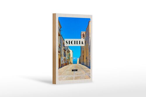 Holzschild Reise 12x18 cm Sizilien Italien Europa Urlaubsort