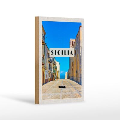 Cartello in legno da viaggio 12x18 cm Sicilia Italia Europa luogo di vacanza