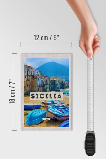 Panneau en bois voyage 12x18 cm Sicile Italie Europe décoration de vacances 4