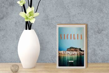 Panneau en bois voyage 12x18 cm Sicile plage Europe lieu de vacances 3