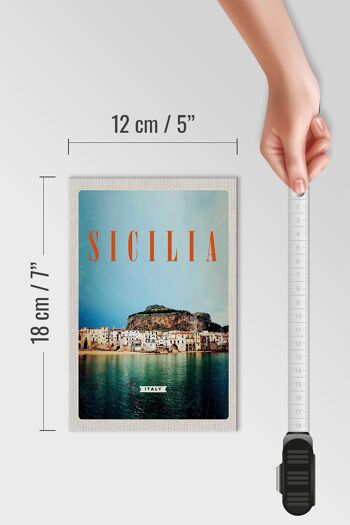 Panneau en bois voyage 12x18 cm Sicile plage Europe lieu de vacances 4