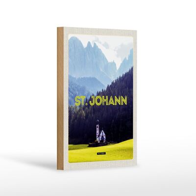 Panneau en bois voyage 12x18 cm pcs. Église Johann in Tirol Autriche