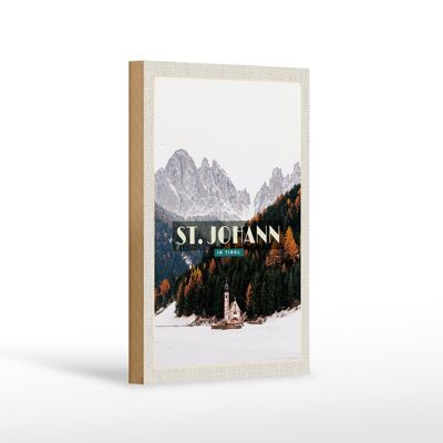 Wooden sign travel 12x18cm pcs.Johann in Tirol snow forest winter