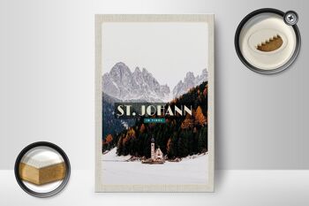 Panneau en bois voyage 12x18cm pcs. Johann in Tirol neige forêt hiver 2