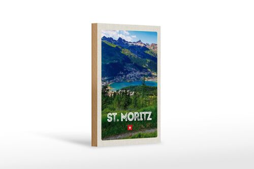 Holzschild Reise 12x18 cm St. Moritz Österreich Ausblich Reise