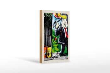 Panneau en bois voyage 12x18cm Berlin Graffiti Donald Trump Street Art 1