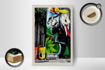 Panneau en bois voyage 12x18cm Berlin Graffiti Donald Trump Street Art 2