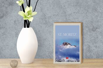 Panneau en bois voyage 12x18 cm pcs. Vue de Moritz sur le sommet de la montagne 3