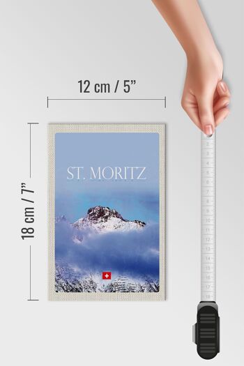 Panneau en bois voyage 12x18 cm pcs. Vue de Moritz sur le sommet de la montagne 4