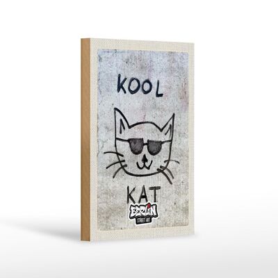 Cartel de madera viaje 12x18 cm Berlín capital street art cat