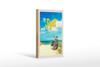 Panneau en bois voyage 12x18 cm Sylt plage mer sable vélo d'été 1