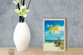 Panneau en bois voyage 12x18 cm Sylt plage mer sable vélo d'été 3