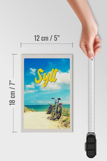 Panneau en bois voyage 12x18 cm Sylt plage mer sable vélo d'été 4