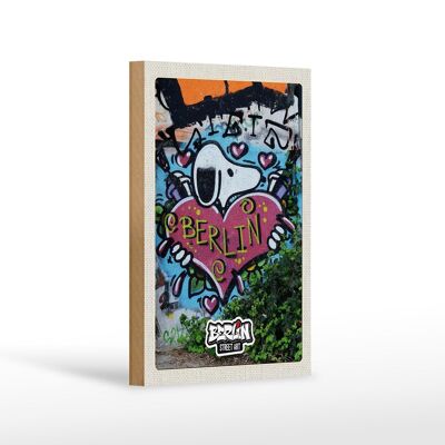 Panneau en bois voyage 12x18cm Berlin love graffiti art street art