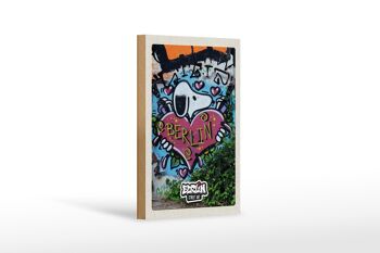 Panneau en bois voyage 12x18cm Berlin love graffiti art street art 1
