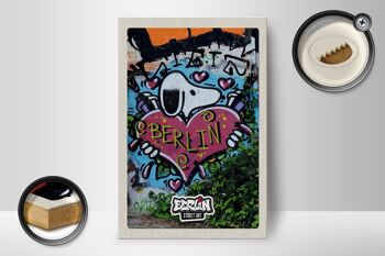 Panneau en bois voyage 12x18cm Berlin love graffiti art street art 2