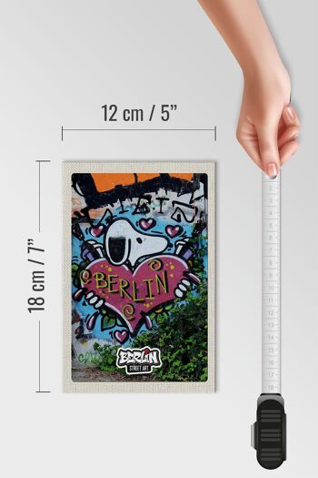Panneau en bois voyage 12x18cm Berlin love graffiti art street art 4