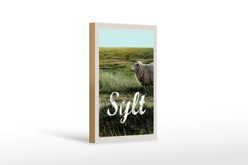 Panneau en bois voyage 12x18 cm île de Sylt vacances prairie mouton décoration 1