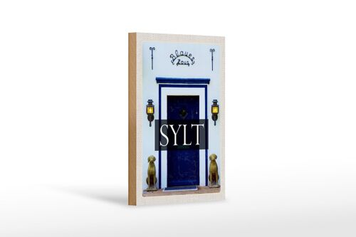 Holzschild Reise 12x18 cm Sylt Deutschland Blaues Haus Dekoration