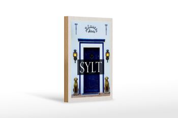 Panneau en bois voyage 12x18 cm Sylt Allemagne décoration de maison bleue 1