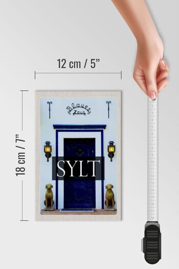 Panneau en bois voyage 12x18 cm Sylt Allemagne décoration de maison bleue 4