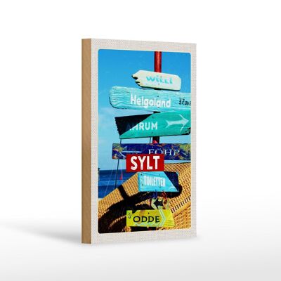 Cartel de madera viaje 12x18 cm Sylt Island Alemania Helgoland