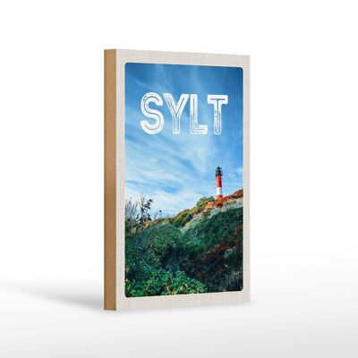 Holzschild Reise 12x18 cm Sylt Insel Deutschland Leuchtturm