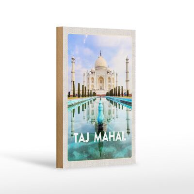 Cartel de madera viaje 12x18 cm India jardín delantero decoración Taj Mahal