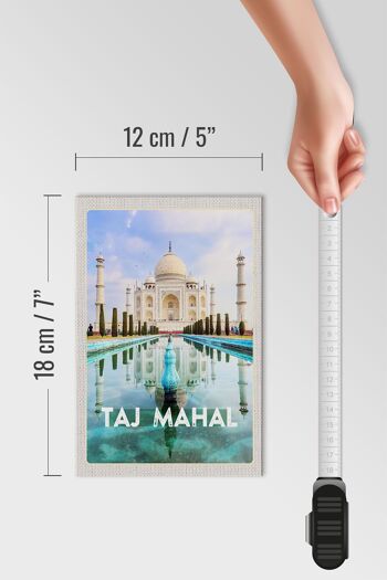 Panneau en bois voyage 12x18 cm Inde jardin devant Taj Mahal décoration 4