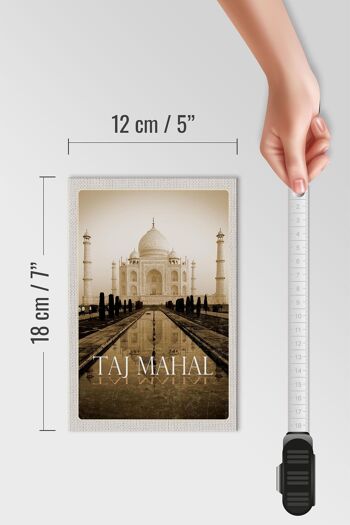 Panneau en bois voyage 12x18 cm Inde noir blanc décoration Taj Mahal 4