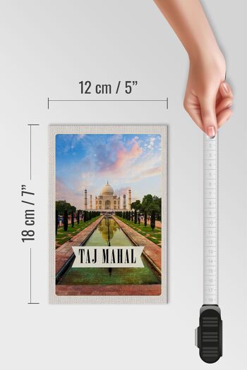 Panneau en bois voyage 12x18 cm Inde Taj Mahal Agra Jardin Arbres 4