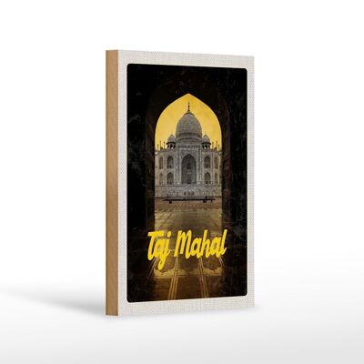 Cartel de madera viaje 12x18cm India Taj Mahal cultura religión