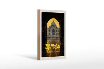 Panneau en bois voyage 12x18cm Inde Taj Mahal culture religion 1