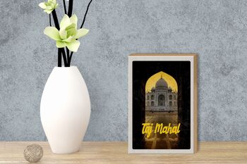 Panneau en bois voyage 12x18cm Inde Taj Mahal culture religion 3